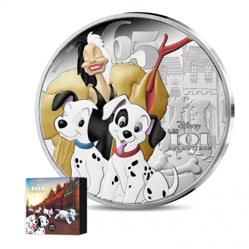 France 2026 Disney The 101 Dalmatians anniversary Silver Coin WORLD COINS