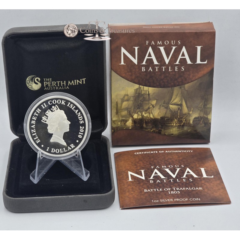TRAFALGAR Famous Naval Battles 1805 Silver Coin Cook Islands 2010 GOLD AND SILVER BULLION