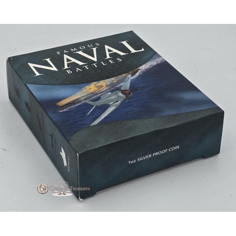 MIDWAY Famous Naval Battles 1942 Silver Coin Cook Islands 2010 GOLD AND SILVER BULLION