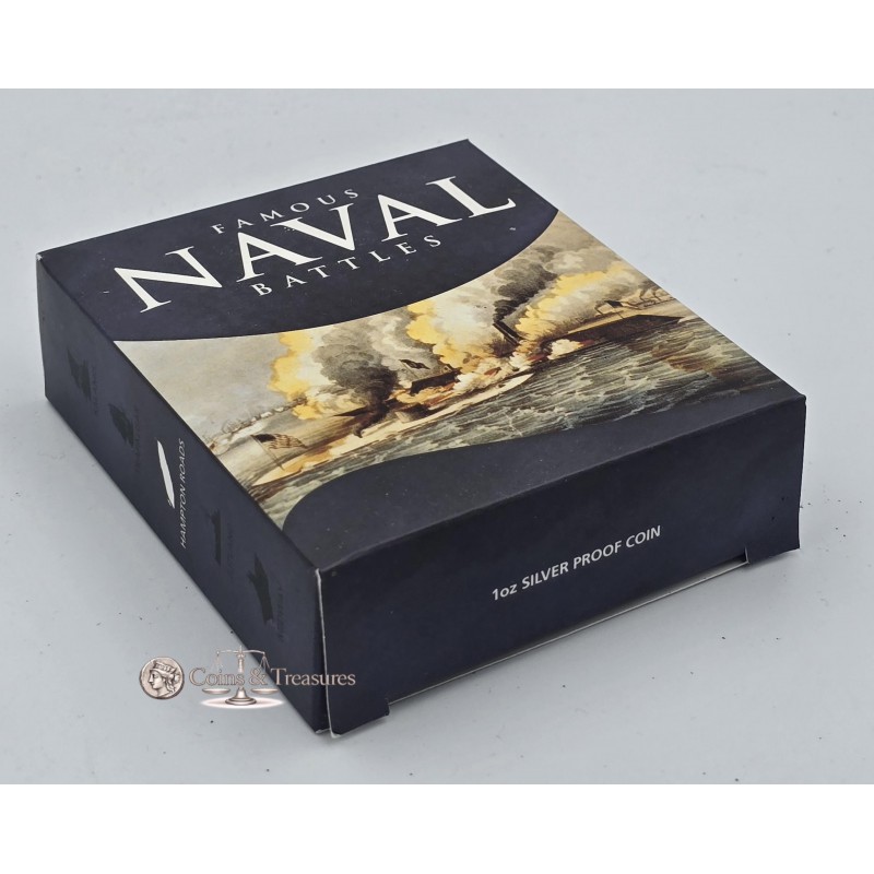 HAMPTON ROADS Famous Naval Battles 1862 Silver Coin Cook Islands 2010 GOLD AND SILVER BULLION
