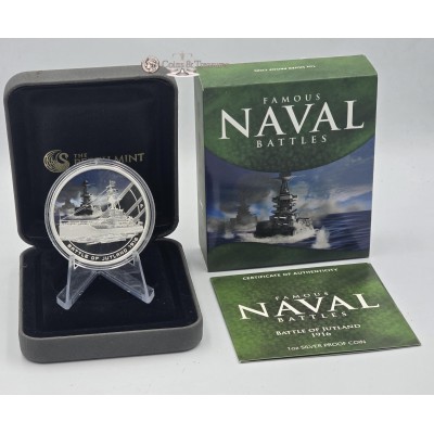 JUTLAND Famous Naval Battles 1916 Silver Coin Cook Islands 2010