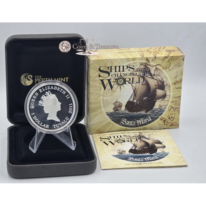 SANTA MARIA Ships that Changed the World Silver Coin Tuvalu 2011 GOLD AND SILVER BULLION