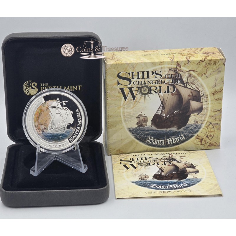 SANTA MARIA Ships that Changed the World Silver Coin Tuvalu 2011 GOLD AND SILVER BULLION