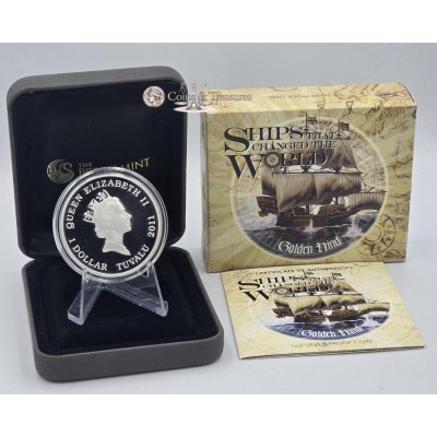GOLDEN HIND Ships that Changed the World Silver Coin Tuvalu 2011