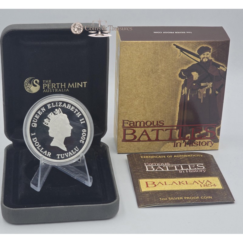 BALAKLAVA Famous Battles 1854 Silver Coin Tuvalu 2009 GOLD AND SILVER BULLION