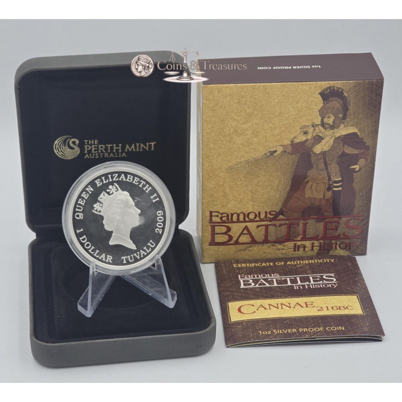 CANNAE Famous Battles 216 BC Silver Coin Tuvalu 2009 GOLD AND SILVER BULLION