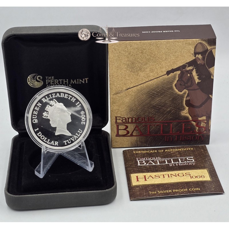 HASTINGS Famous Battles 1066 Silver Coin Tuvalu 2009 GOLD AND SILVER BULLION