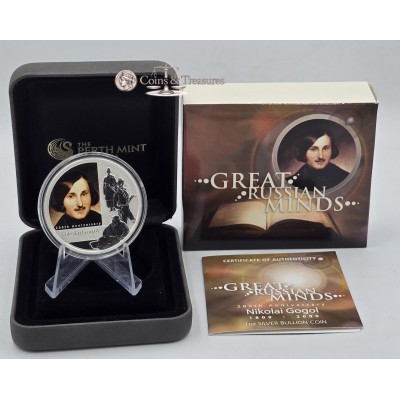 GOGOL Nikolai Great Russian minds Silver Coin Tuvalu 2010