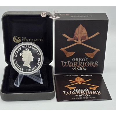VIKING Norseman Great Warrior Silver Coin Tuvalu 2010