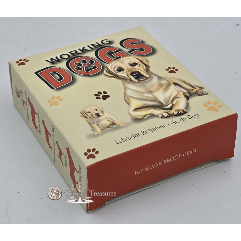Working Dogs LABRADOR RETRIEVER Guide dog Silver Coin Tuvalu 2011 GOLD AND SILVER BULLION