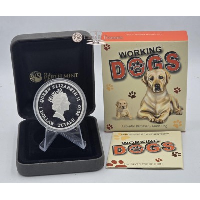 Working Dogs LABRADOR RETRIEVER Guide dog Silver Coin Tuvalu 2011