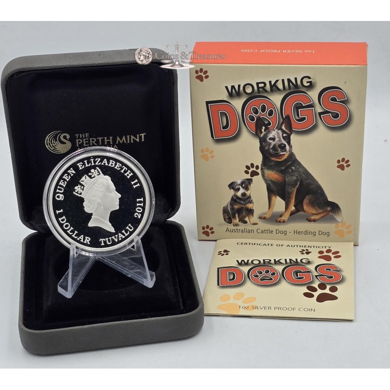 Working Dogs CATTLE DOG Silver Coin Tuvalu 2011 GOLD AND SILVER BULLION