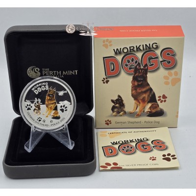 Working Dogs GERMAN SHEPHERD police dog Silver Coin Tuvalu 2011