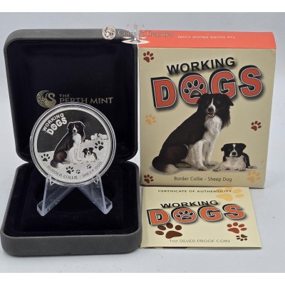 Working Dogs BORDER COLLIE Silver Coin Tuvalu 2011