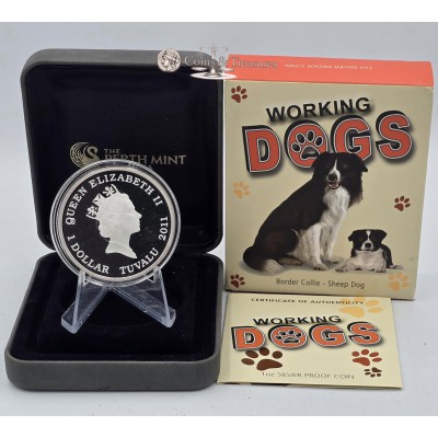 Working Dogs BORDER COLLIE Silver Coin Tuvalu 2011