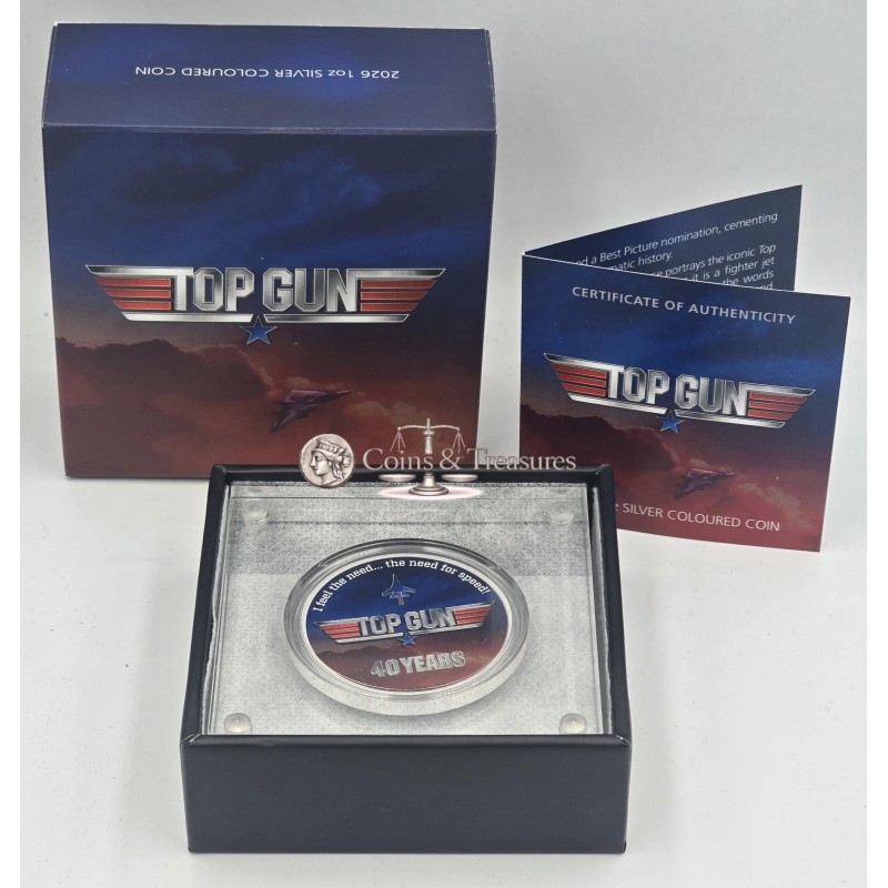 TOP GUN 40th Anniversary 1 Oz Silver Coin Tuvalu 2026 GOLD AND SILVER BULLION