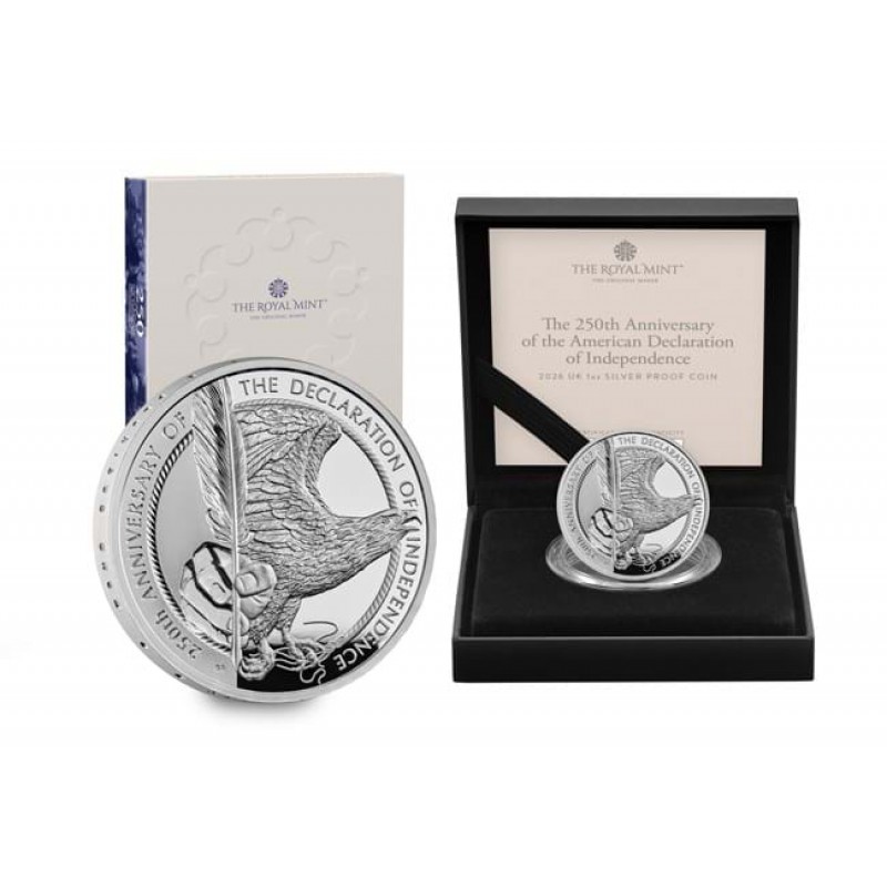 UK 2026 US Declaration of Independence Silver Proof 1oz coin GOLD AND SILVER BULLION