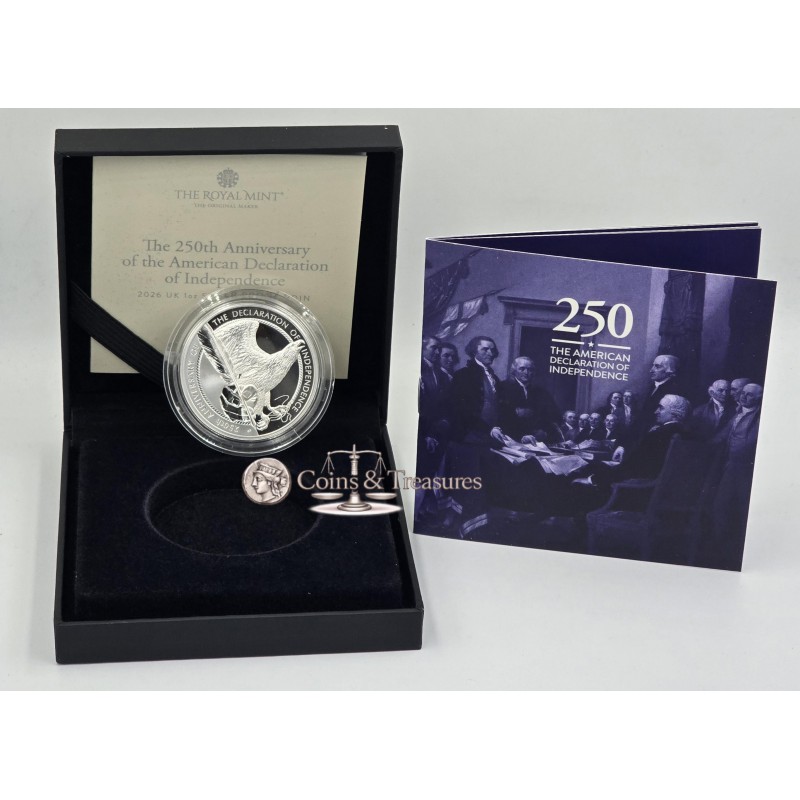 UK 2026 US Declaration of Independence Silver Proof 1oz coin GOLD AND SILVER BULLION