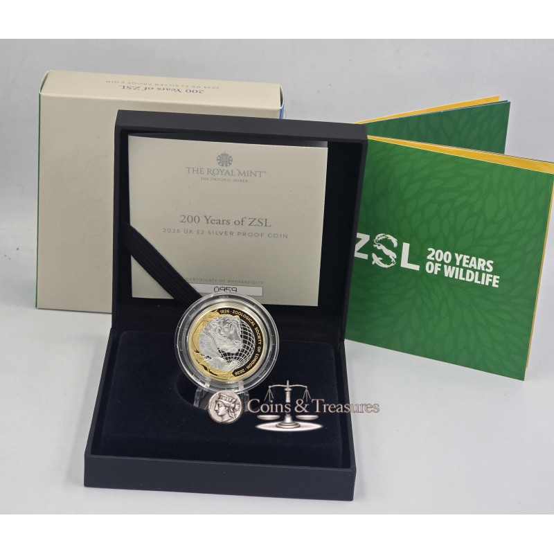 UK £2 200 Years London Zoo 2026 Silver Proof Coin WORLD COINS