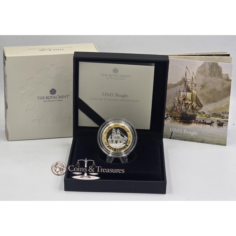 HMS Beagle 2026 UK £2 Silver Proof Coin WORLD COINS