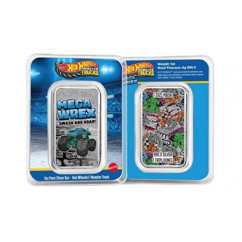 Hot Wheels Mega Wrex 1oz Silver PAMP Bar 999 coin GOLD AND SILVER BULLION