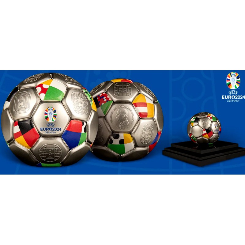 UEFA EURO 2024 3 OZ SILVER SPHERICAL COIN – SOLOMON ISLANDS 