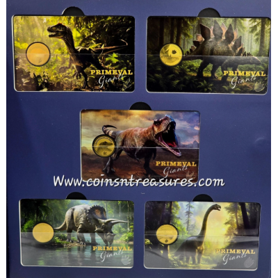 Dinosaur Primeval Giants collection 1/1000 Oz .999 Gold coins Album