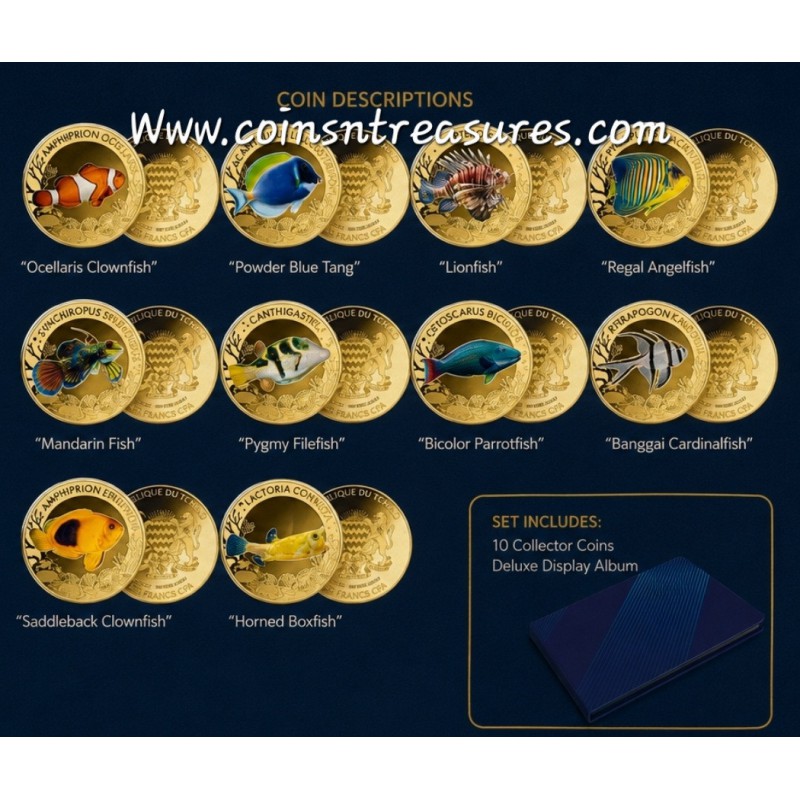 THE MOST INTERESTING CORAL FISH 10 Coins Complete collection 1/1000 999 Gold GOLD AND SILVER BULLION