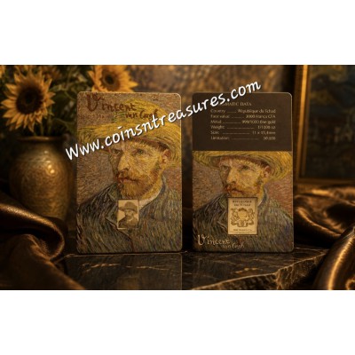 Van Gogh Self Portrait with straw 1/1000 Oz Gold .999 Coin