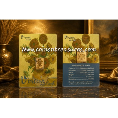 Van Gogh Sunflowers 1/1000 Oz Gold .999 Coin Chad