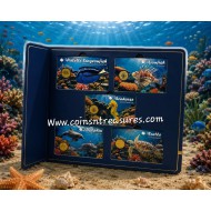 Ocean Fish collection 1/1000 Oz .999 Gold 5 coin cards in Album