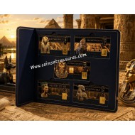 Egyptian Pharaohs collection 1/1000 Oz .999 Gold 5 coin cards in Album