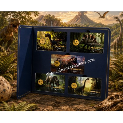 Dinosaur Primeval Giants collection 1/1000 Oz .999 Gold coins Album