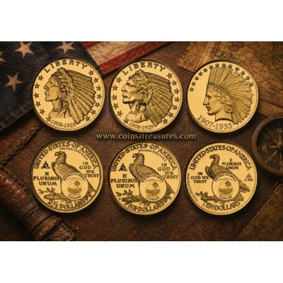 US Indian Chief Gold 3 Coin Set collection 1/1000 Gold .999