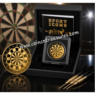 Dartboard Darts Game 1/1000 Oz Gold Coin