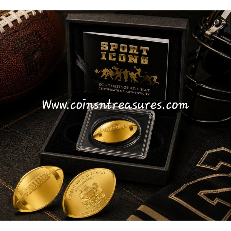 American Football 1/1000 Oz Gold Coin 3000 Francs Chad GOLD AND SILVER BULLION