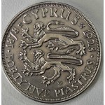 CYPRUS 45 PIASTRES 1928 SILVER CROWN COIN AU WORLD COINS