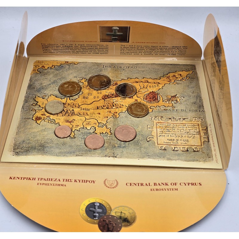 CYPRUS 2008 COMPLETE YEAR EURO COIN SET RARE FOLDER WORLD COINS