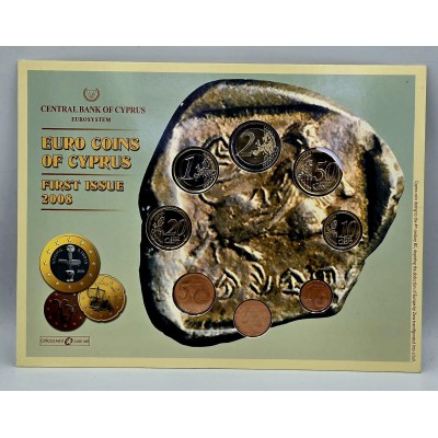 CYPRUS 2008 COMPLETE YEAR EURO COIN SET RARE FOLDER