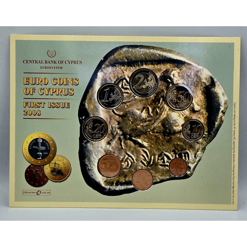 CYPRUS 2008 COMPLETE YEAR EURO COIN SET RARE FOLDER WORLD COINS