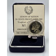 CYPRUS 1988 PROOF 20 CENT ZENON KITIEUS 1989 COIN