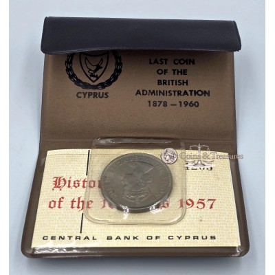 CYPRUS 1957 100 MILS COIN IN ORIGINAL WALLET