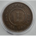 CYPRUS 1 PIASTRES 1908 KING EDWARD COIN VF WORLD COINS