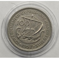 CYPRUS 1957 100 MILS COIN RARE KEY DATE EXF