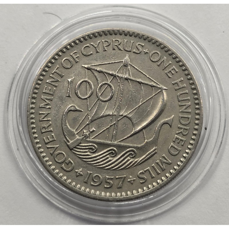 CYPRUS 1957 100 MILS COIN RARE KEY DATE EXF WORLD COINS