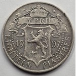CYPRUS SILVER 18 PIASTRES 1907 KING EDWARD COIN RARE WORLD COINS
