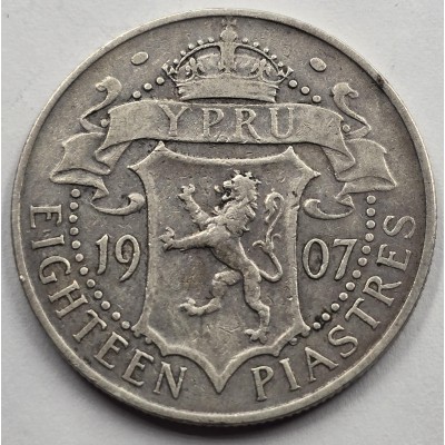 CYPRUS SILVER 18 PIASTRES 1907 KING EDWARD COIN RARE