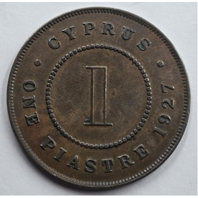 CYPRUS 1 PIASTRE 1927 COIN OF KGV IN VF-EXF CONDITION