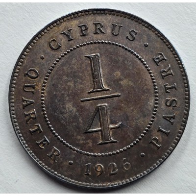 CYPRUS 1/4 PIASTRE 1926 KGV IN TOP UNC CONDITION