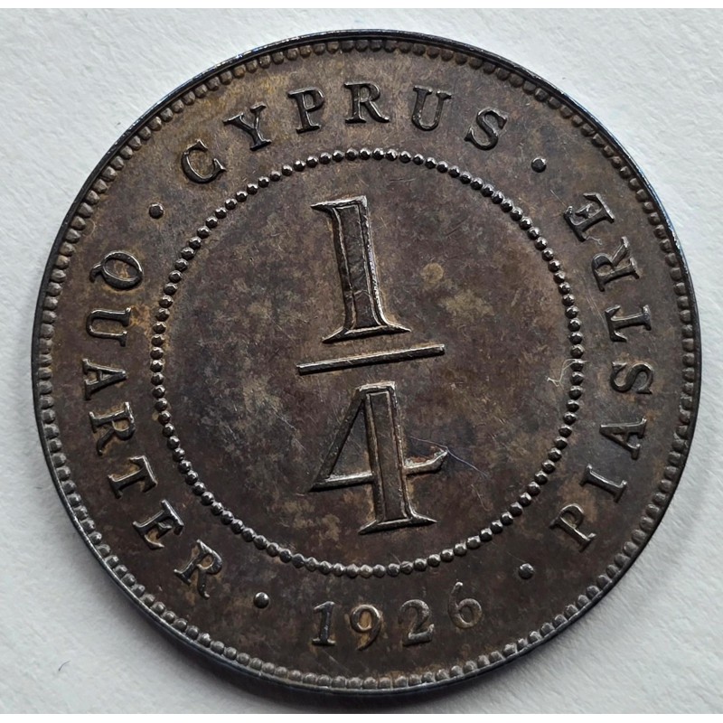 CYPRUS 1/4 PIASTRE 1926 KGV IN TOP UNC CONDITION WORLD COINS